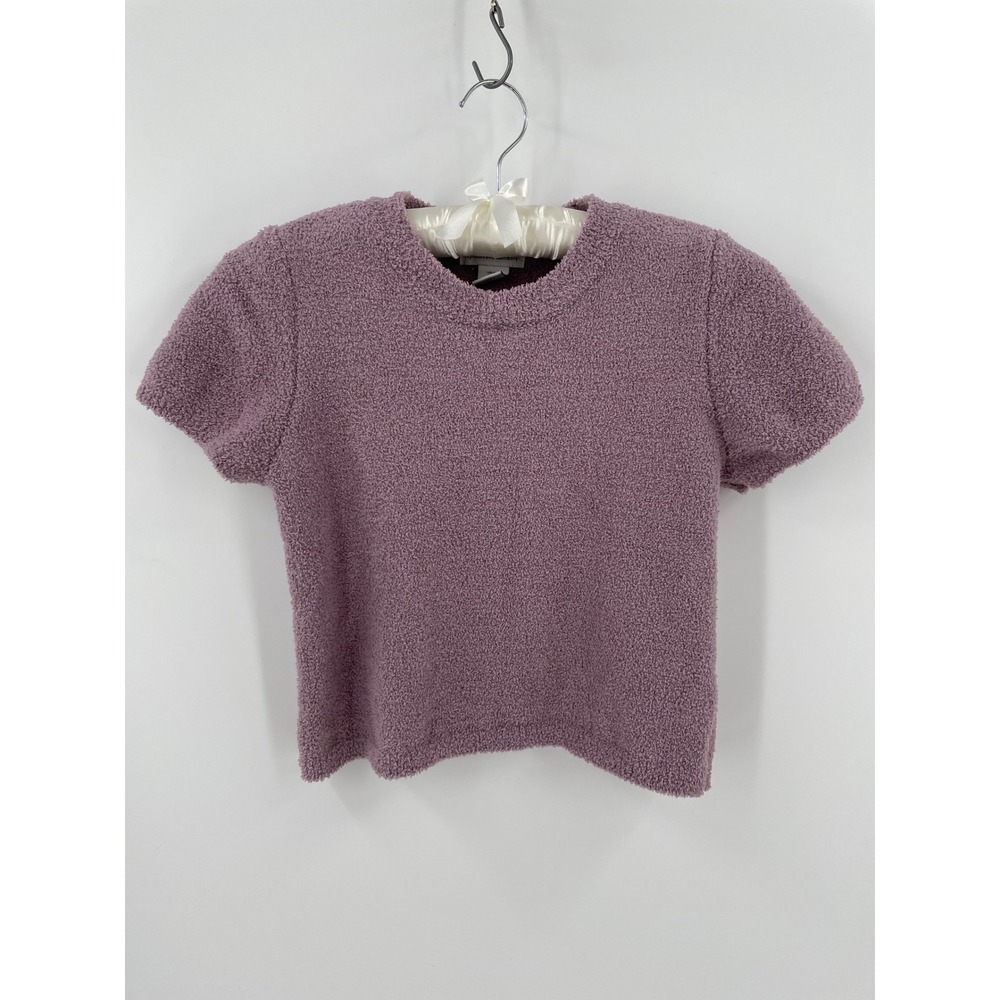Cupcakes and Cashmere Womens S Mauve Boucle Short Sleeve Sweater Tee Purple